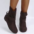 thumbnail image 2 of Bottes Mi-Mollet Décontractées pour Femmes, Mode, Boucle, Suède, Bout Rond, Plates, Sans Talons, Bottillons Courts, Hiver Automne, 2 of 7