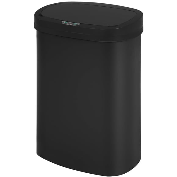 FDW 13 Gallon (50L) Automatic Touch-Free Kitchen Trash Can, High-Capacity Waste Bin for Bathroom, Bedroom & Home Office, Stainless Steel, Black
