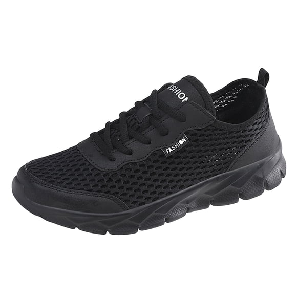 YOUSNH Men Summer Lightweight Breathable Mesh Shoes Running Shoes Mesh Shoes Lace up Large Size Casual Sneakers Mens Shoes Black 9.5
