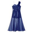 thumbnail image 4 of RUNQHUI Robe Princesse à Volants pour Enfants Filles Combinaison en Tulle Floral Broderie Robe en Chiffon Bleu Marine 12, 4 of 7