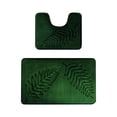 thumbnail image 1 of yulier Leaf Bathroom Rug Set 2 Piece, Soft Absorbent Bath Rug and U-Shaped Contour Toilet Rug, Non-Slip Bath Carpet, Washable Toilet Bath Mat, Green, 1 of 8