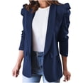 thumbnail image 1 of IROINID Blazer pour Femmes, Manches Longues, Couleur Unie, Col Rabattu, Veste de Bureau Décontractée, Cardigan, Veste Longue, 1 of 5