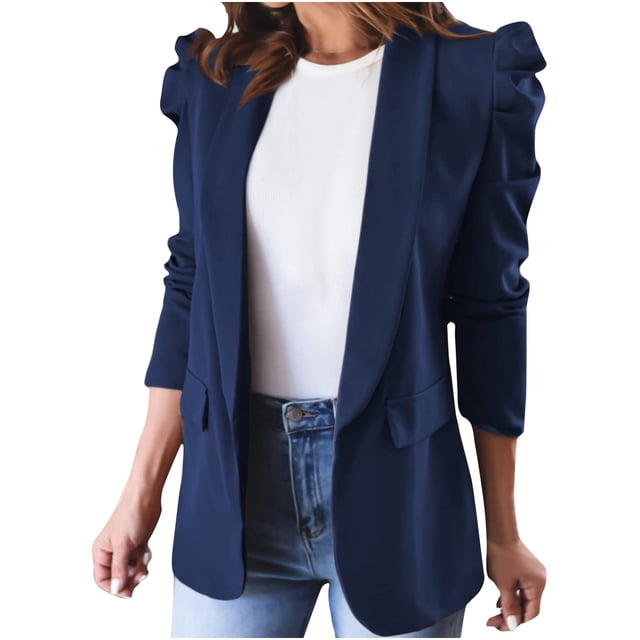 IROINID Blazer pour Femmes, Manches Longues, Couleur Unie, Col Rabattu, Veste de Bureau Décontractée, Cardigan, Veste Longue