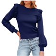 thumbnail image 1 of MESSUEN Chandail à Col Rond pour Femmes Hauts à Volants pour Femmes Chandails à Enfiler Femmes Chemises Femmes Décontractées Chandails Femmes Chemises pour Femmes Été Camisoles Bleu Foncé S, 1 of 5