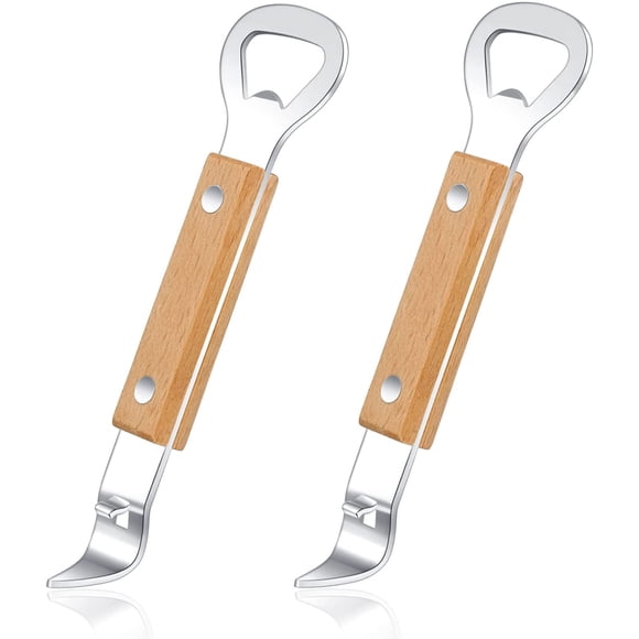HANCELANT Magnetic Can Punch Bottle Opener, Manual Stainless Steel Church Key Can Opener with Magnet for Camping and Travelling 2 Pack