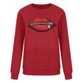 thumbnail image 4 of 2023 Chandail de Mode pour Femmes Rabais de 50 % Liquidation Mode pour Dames Fermeture Éclair Lèvres Imprimé Graphique Manche Col Rond Chandail, 4 of 8