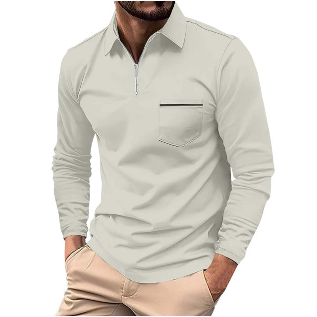 Chemises à Manches Longues pour Hommes Chemises à Manches Longues pour Hommes Mode Décontractée Col Rabattu Pull à Manches Longues Chemise Respirante Blouse Hauts Chemises pour Hommes Manches Longues Décontractées