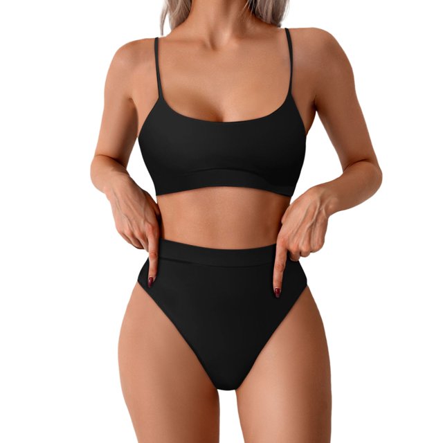 Womens High Waisted Swimsuits Bottom Padded Bathing Suits Bikini Sets Top Two Piece Swimwear Swimwears Tankinis Set S