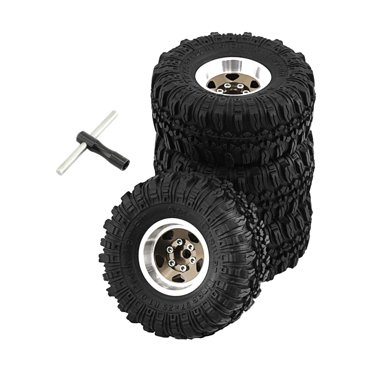 4x Tires with Wheel Rim RC Car Tire Durable Wheel Rims Tires Set Tire Wheel Tyre for 1/18 RC Truck Accessories Upgrade Parts Black