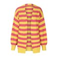 thumbnail image 4 of IROINID Cardigan Mi-Long pour Femmes, Veste Ouverte devant, Rayures, Manches Longues, Cardigan Décontracté, Ample, Jaune, 4 of 8