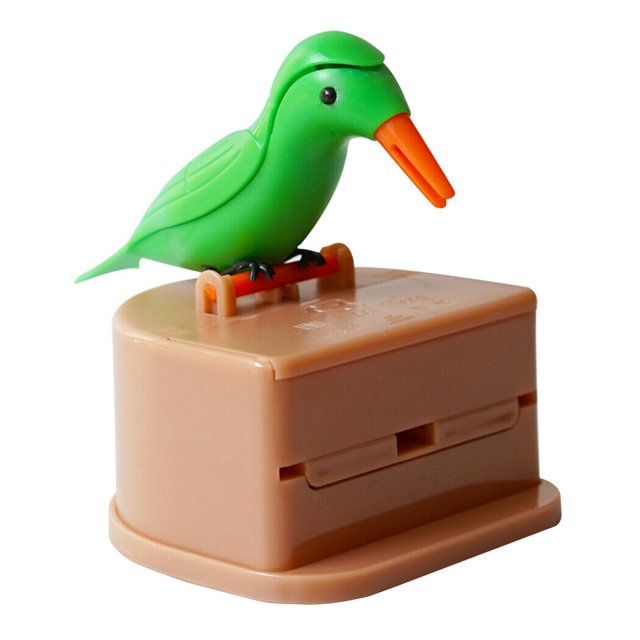 Toothpick Box Toothpick Storage Case Automatic toothpick plastic holder; toothpick Dispenser Bird Shape ABS Plastic Holder, Green, Pink