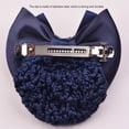 thumbnail image 3 of Couvre-Chef en Filet avec Strass Nœud Papillon Barrette Clip Dentelle Fleur pour Fête pour Employée Dorée+bleue, 3 of 7
