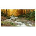 thumbnail image 1 of Designart Forest Waterfall with Yellow Trees Canvas Wall Art, 1 of 4