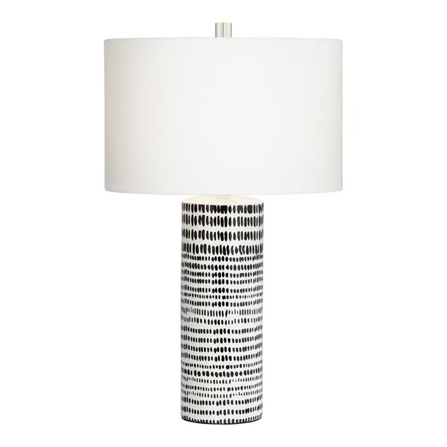 Pacific Coast Lighting Lampe de Table en Céramique à Rayures 27 Pouces en Blanc