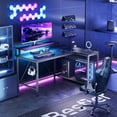 thumbnail image 3 of Bestier 42'' Small L Shaped Gaming Desk with Power Outlets Carbon Fiber Black, 3 of 9