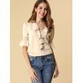 thumbnail image 3 of INSPIRE CHIC Women's Ruffled V Neck Blouse Half Bell Sleeve Casual Chiffon Top, 3 of 6