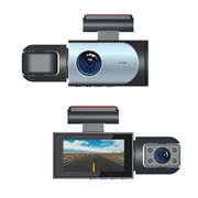 Kieccall 1.97 Inch 3-Channel Car Dash Cam - 1080P Front/Inside/Rear Recording, Night Vision & Motion Detection + Wide Angle