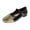 Gold, variant on Women's Mary Jane Shoes, Plus Size Comfortable Flats, Gold Black Color Block Loafers, Round Toe Walking Shoes for Spring Summer Casual Wear