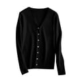 thumbnail image 4 of aohooy Knit Cardigan Women V-Neck Button Down Cardigans Solid Soft Long Sleeve Sweaters Black,S, 4 of 9