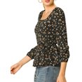 thumbnail image 4 of INSPIRE CHIC Blouse à Fleurs pour Femme à Encolure Carrée, Manches Longues, Taille à Nouer, 4 of 7