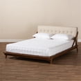 thumbnail image 2 of Allora Mid-Century Wood Queen Size Platform Bed in Light Beige/Walnut Brown, 2 of 9