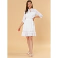 thumbnail image 3 of INSPIRE CHIC Women's Ruffle Hem 3/4 Sleeve Smocked a-Line Dress, 3 of 6