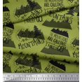 thumbnail image 2 of Soimoi Green Modal Satin Fabric Mountains & Text Print Fabric by the Yard 42 Inch Wide, 2 of 5