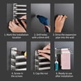 thumbnail image 3 of Swivel Out Towel Racks with Hooks 3-Bars Foldable Arms Bath Towel Hanger Wall Mount Towel, 3 of 8