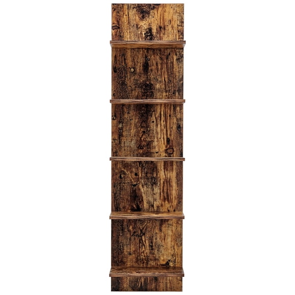 Danya B. Narrow Decorative Wall Mount Vertical Shelving Unit – Modern Column with 5 Shelves Home or Office for Books, Décor Display (Pine)