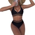 thumbnail image 4 of Women Swinsuit, Halter  Two Piece Swimsuit Charming  For Beach Parties For Surfing For Female Black M, 4 of 6