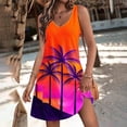 thumbnail image 3 of Penkiiy Robe d'Été Décontractée pour Femme avec Poches, Robe Bohème de Plage d'Été, Robe T-Shirt à Fleurs, Col en V, Robe Débardeur Ample, S Orange, 3 of 6