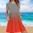 thumbnail image 2 of Weiqiqre Robes pour Femmes Été Décontractées à Manches Courtes Col Ras du Cou Robes T-Shirt Amples Évasées Mini avec Poches, 2 of 5