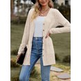 thumbnail image 2 of Diconna Women Fashion V-Neck Cardigan Solid Color Rib Long Sleeve Sweater Button-Down Fall Casual Soft Knit Coat, 2 of 7