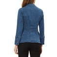 thumbnail image 3 of INSPIRE Chic Blazer en Jean pour Femmes, Revers, Col à Encoche, Manches Longues, Vestes en Denim, S Bleu Denim, 3 of 7