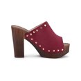 thumbnail image 3 of BLISSFUL STEP Chaussures pour Femmes à Plateforme à Talons Épais à Bout Ouvert à Rivets en Faux Suède Sandales à Enfiler Bourgogne 5.5, 3 of 8