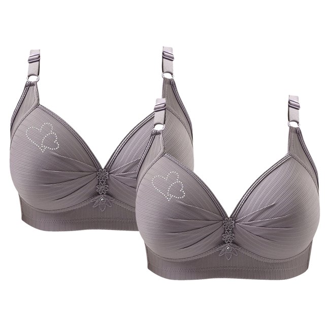 Bras for Women, 2PCS Womans Printing Gathered Together Large Size Daily Bra Underwear No Rims
