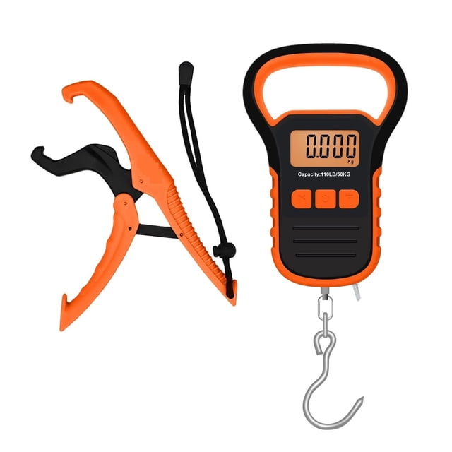 Balance à Poisson Numérique avec Règle et Prise, Balance à Poisson Suspendue Portable 110 Lb/50 kg, Pèse-Personne pour Bagages, Fonctions Multiples