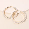 thumbnail image 4 of Hoop Earrings Dainty Fake Pearl Circle Dangle Earrings Geometric Drop Earrings, 4 of 10