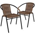 thumbnail image 1 of Flash Furniture Lot de 2 Chaises Empilables de Restaurant en Rotin Brun Moyen pour Intérieur-Extérieur, 1 of 5