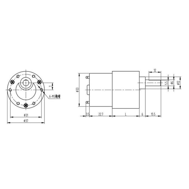 pitrice 37GB-520 12V DC High Torque Gear Box Micro Speed Reduction Motor 22RPM