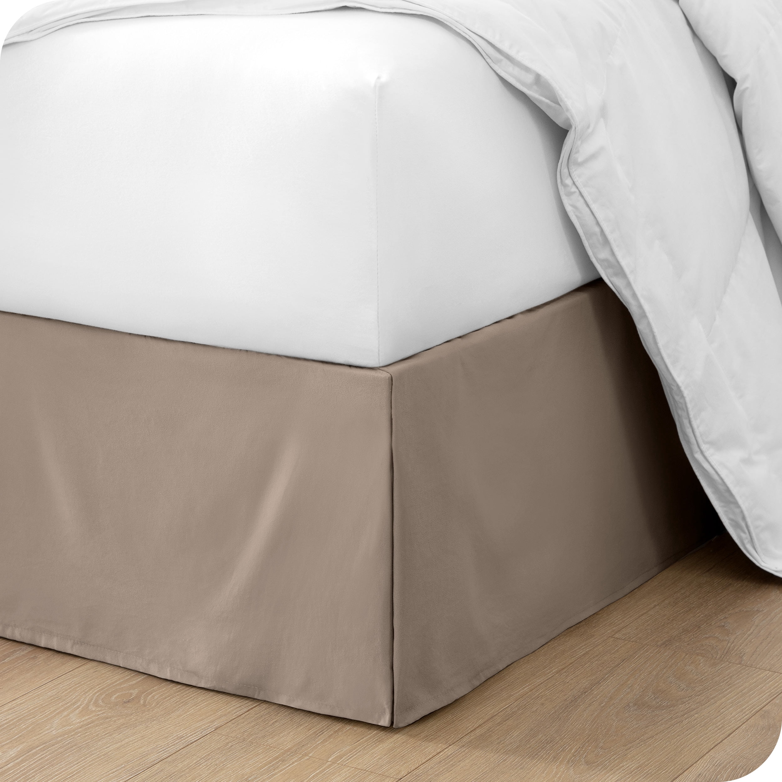Bare Home Jupe de Lit Double Brossage - Premium 1800 Collection - Retombée de 15 Pouces - Très Grand Simple, Taupe