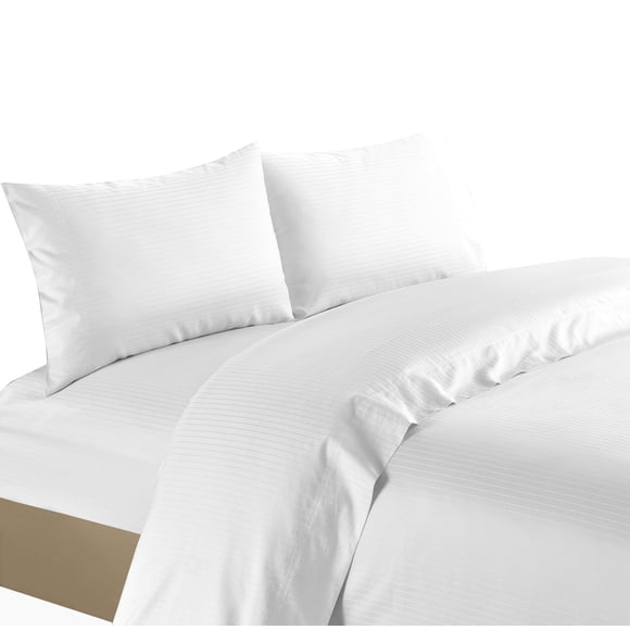Life Style 1200 Thread Count 100% Egyptain Cotton 4-Piece Deep Pocket Stripe Sheet Set (King, White)
