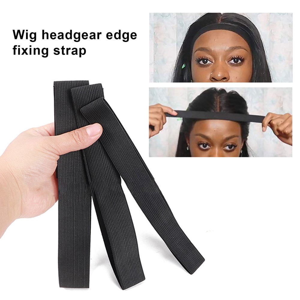 EIMELI Bande de Fixation pour Perruque 2,5/3/3,5/4 cm, Design à Ruban, Perruque Noire Ajustable, Bords de Tête Élastiques, Bande de Prise pour Femmes