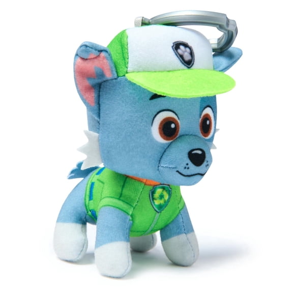 PAW Patrol : Rescue Wheels, Peluche Rocky de 10 cm, animaux en peluche miniatures avec attache pour porte-clés, jouets pour garçons et filles à partir de 3 ans