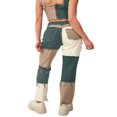 thumbnail image 1 of Women Color Block Jeans Middle Waist Pockets Patchwork Straight Trousers Casual Style Bottoms Green XXL, 1 of 7
