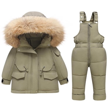 Amzcrzy Toddler Snow Suit 12 Months-4 Years Unisex Infant Baby Girl Clothes Long Sleeve Solid Color Snow Ski Jackets and Jumpsuit Sets Winter Warm Outdoor Baby Outfits