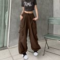 thumbnail image 2 of RKSTN Womens Pants Ladies' Solid Color High Waist Wide Leg Casual Drawstring Work Pants Loose Fitting Long Pants, 2 of 5