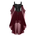 thumbnail image 1 of Robes Style Gothique pour Femmes Grande Taille Robe Midi Élégante avec Manches Évasées en Chiffon Tenue de Soirée Ourlet Irrégulier, 1 of 5