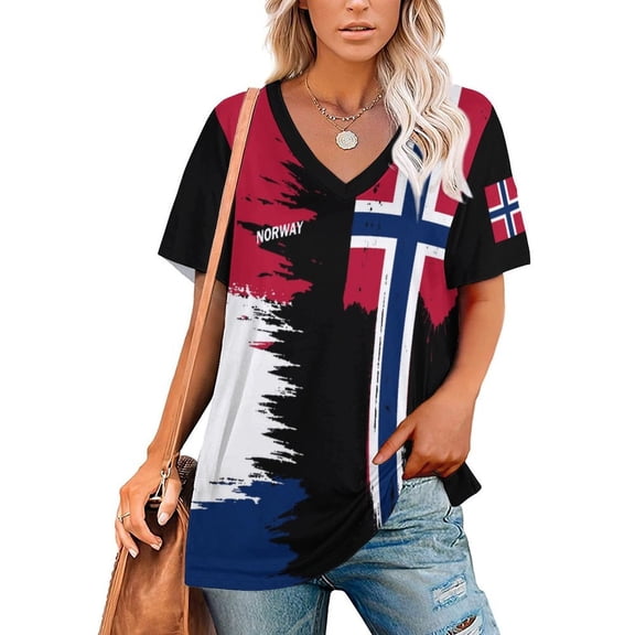 Chandail de Soccer pour Femmes Norway 2026 pour Fans de Soccer avec Drapeau de la Nation, Chandail Aussi Personnalisé