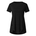 thumbnail image 5 of Pompotops Women Plus Size Button Solid Round Neck Short Sleeve Irregular T-shirt Blouse Tops, 5 of 5